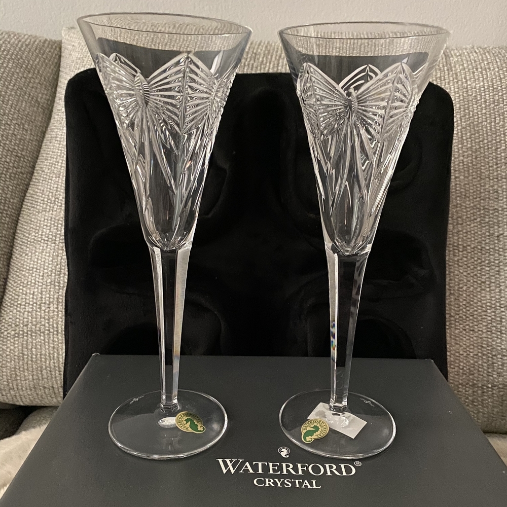 Vintage Waterford Crystal Millenium Collection Toasting Flutes - Set of 2